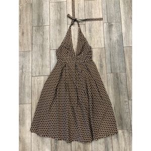J. Crew Brown Polkadot Halter Dress w/ Tie Neck